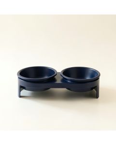 Bay Crossing Pet Feeding Stand With Two Plain Empty Bowls - Navy (synthetic illustration; no displayed measurements)