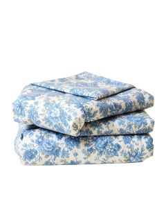 Adrienne Blue Reversible Floral Cotton 7 Piece Comforter Set