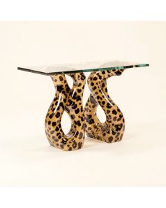 Kristopher Royal Cheetahs Sculptural Glass Topped Console Table (synthetic illustration; no displayed measurements)