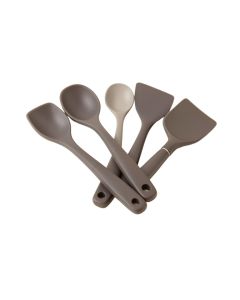 Ayesha Collection Kitchen Cooking Utensil Spoonula , Jar Spatula , And Spurtle Set , 5-Piece (synthetic illustration; no displayed measurements)
