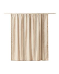 Shore Edge Shower Curtain Hanging Flat From A Plain Rod - Beige