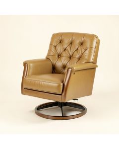 Goldbug 32 '' Wide Tufted Top Grain Leather Swivel Lounge Chair (synthetic illustration; no displayed measurements)