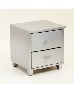 Gudruna 2 - Drawer Solid Wood Nightstand In Silver (synthetic illustration; no displayed measurements)