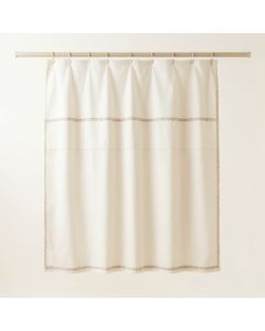 Laurel Edge Shower Curtain Hanging Flat From A Plain Rod - Ivory (synthetic illustration; no displayed measurements)