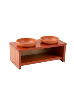 Holly Bluff Pet Feeding Stand With Two Plain Empty Bowls - Terracotta