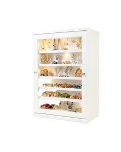 Mind Reader Hanging Jewelry Organizing Cabinet Mirror With 14 Led Lights