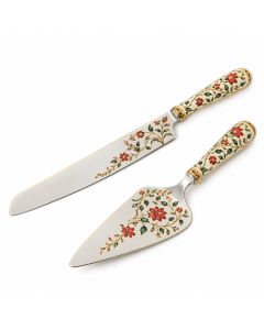 Alleya The Mughal Zahri Hand-Painted Cake 2 Piece Cake Serving Set