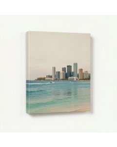 Skyline Series : Honolulu , Hawaii , Usa On Beige Painting Print On Wrapped Canvas (synthetic illustration; no displayed measurements)