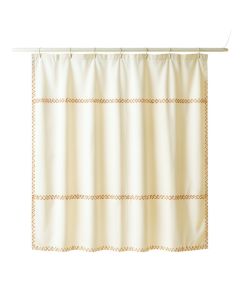 Olive Dell Shower Curtain Hanging Flat From A Plain Rod - Ivory