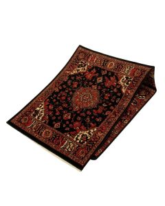Cheatom Oriental Machine Made Power Loom Wool And Polyester Black/Red/Brown Area Rug