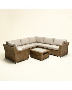 Merlin Outdoor Furniture 7 Piece Rattan Sectional Seating Group With Cushions (synthetic illustration; no displayed measurements)