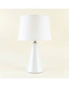 Hill Bridge Table Lamp With A Plain Fabric Shade - White (synthetic illustration; no displayed measurements)