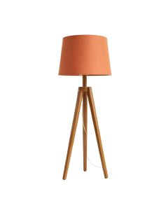 Flint Canyon Floor Lamp With A Plain Fabric Shade - Terracotta