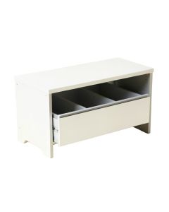 Shoe Storage Bench With Drawer And Open Compartments (synthetic illustration; no displayed measurements)