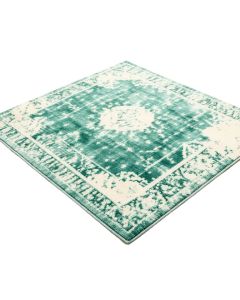 Amato Power Loom Teal/White Rug