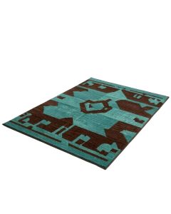 Bridgeton Geometric Hand Hooked Teal/Dark Brown Indoor / Outdoor Area Rug (synthetic illustration; no displayed measurements)