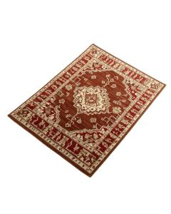 Duras Geometric Power Loom Brown/Red/Beige Area Rug Set