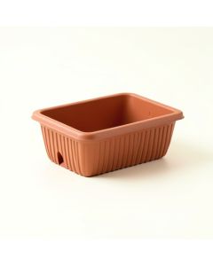Laurel Branch Empty Railing Planter With Integral Brackets - Terracotta (synthetic illustration; no displayed measurements)