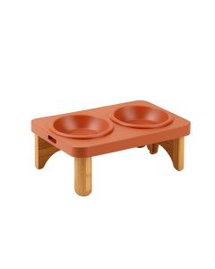 Summit Bridge Pet Feeding Stand With Two Plain Empty Bowls - Terracotta (synthetic illustration; no displayed measurements)