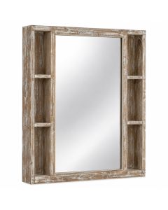 Jaymes Traditional/Rustic Distressed Mirror With Shelves