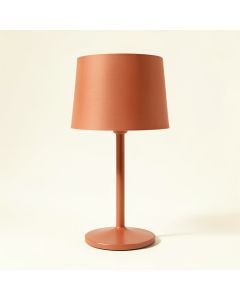 Flint Dale Table Lamp With A Plain Fabric Shade - Terracotta (synthetic illustration; no displayed measurements)