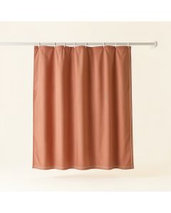 Dune Crossing Shower Curtain Hanging Flat From A Plain Rod - Terracotta (synthetic illustration; no displayed measurements)