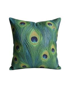 Sunray Peacock Feather Throw Pillow (synthetic illustration; no displayed measurements)