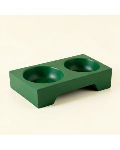 Laurel Edge Pet Feeding Stand With Two Plain Empty Bowls - Green (synthetic illustration; no displayed measurements)