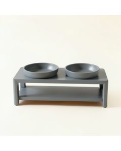 Moss Brook Pet Feeding Stand With Two Plain Empty Bowls - Gray (synthetic illustration; no displayed measurements)