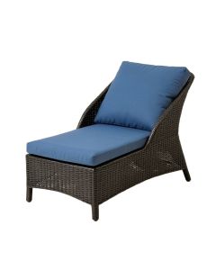 Elienor Outdoor Adjustable Lounge Wicker Chair With Blue Cushion