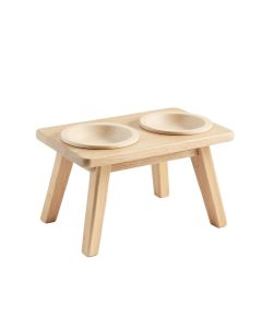 Meadow Crossing Pet Feeding Stand With Two Plain Empty Bowls - Beige (synthetic illustration; no displayed measurements)