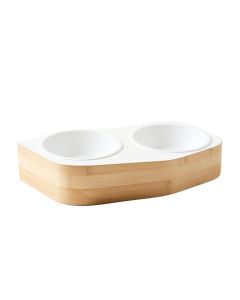 Willow Crossing Pet Feeding Stand With Two Plain Empty Bowls - White (synthetic illustration; no displayed measurements)