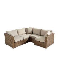 Falmouth 4 Piece Rattan Sectional Seating Group With Cushions (synthetic illustration; no displayed measurements)