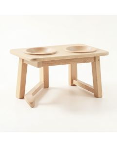 Clay Bridge Pet Feeding Stand With Two Plain Empty Bowls - Beige (synthetic illustration; no displayed measurements)