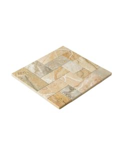 Calacatta Cressa 1 '' X 2 '' Natural Stone Herringbone / Chevron Mosaic Wall & Floor Tile