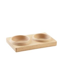 Hazel Bluff Pet Feeding Stand With Two Plain Empty Bowls - Beige