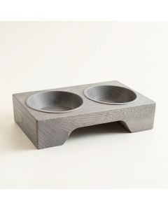 Cedar Bluff Pet Feeding Stand With Two Plain Empty Bowls - Gray (synthetic illustration; no displayed measurements)