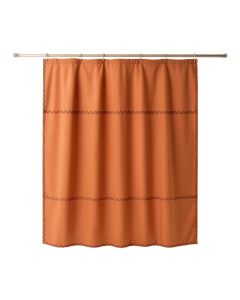 Aspen Falls Shower Curtain Hanging Flat From A Plain Rod - Terracotta