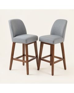 Quinton Set Of 2 Fabric Barstools Nail Head Trim Counter Height Dining Side Chairs Grey (synthetic illustration; no displayed measurements)