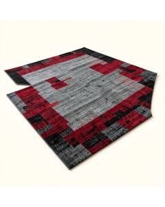 Rectangle Jones Abstract Power Loom Gray/Red/Black Rug (synthetic illustration; no displayed measurements)
