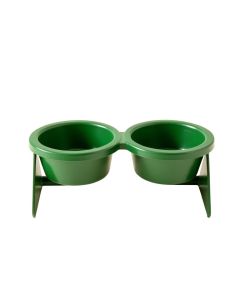 Moss Branch Pet Feeding Stand With Two Plain Empty Bowls - Green (synthetic illustration; no displayed measurements)