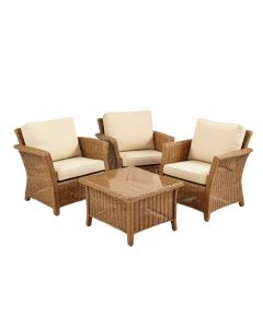 3 Piece Rattan Seating Group With Cushions
