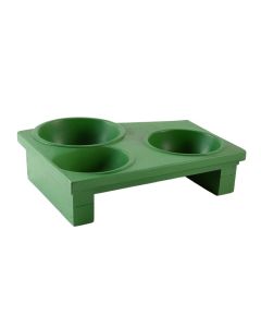 Ash Brook Pet Feeding Stand With Two Plain Empty Bowls - Green