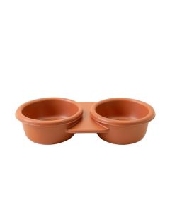 Cedar Crest Pet Feeding Stand With Two Plain Empty Bowls - Terracotta (synthetic illustration; no displayed measurements)