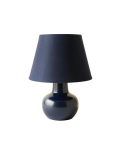 Maple Arc Table Lamp With A Plain Fabric Shade - Navy (synthetic illustration; no displayed measurements)