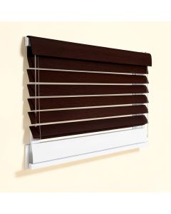 Faux Wood Room Darkening Horizontal Blind (synthetic illustration; no displayed measurements)