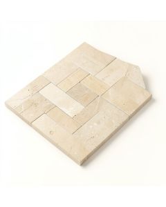 Oriental Sculpture Herringbone 1 '' X 3 '' Marble Mosaic Tile In Beige (synthetic illustration; no displayed measurements)