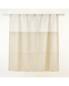 Clay Crest Shower Curtain Hanging Flat From A Plain Rod - Ivory (synthetic illustration; no displayed measurements)