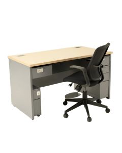 Desk With Built In Outlets And Chair Set (synthetic illustration; no displayed measurements)