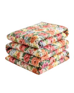 Multicolor Reversible Floral Cotton Quilt Set